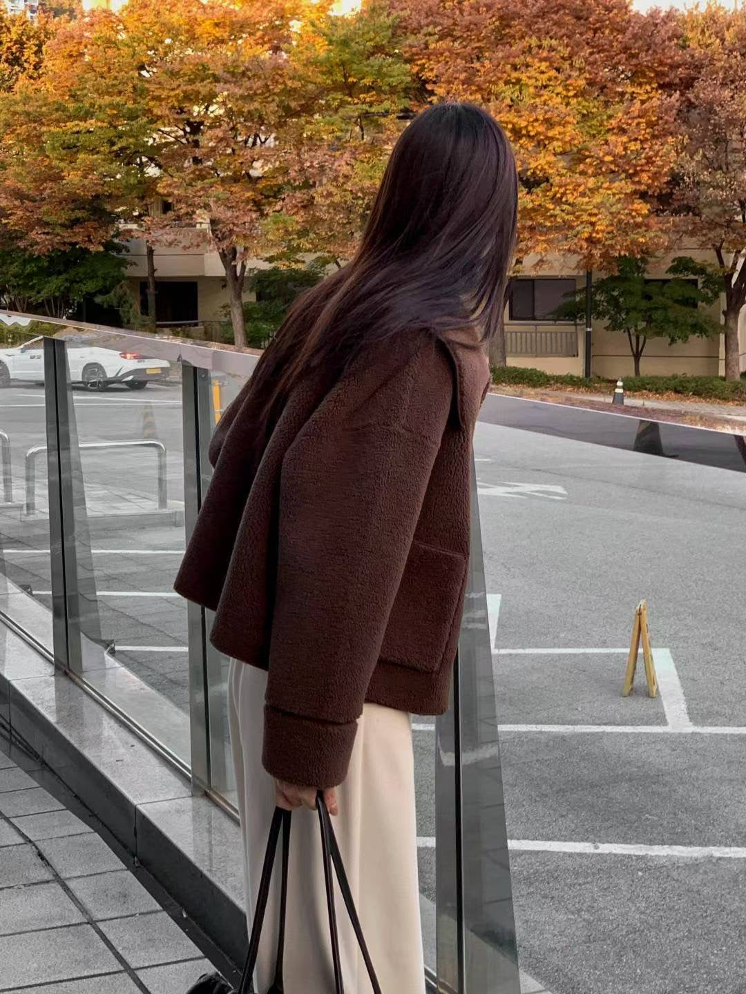 Frosty Teddy Mid Jacket | 小熊羊羔毛短版外套