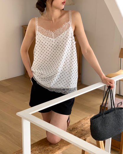 Polka Dots Lace Tank Top
