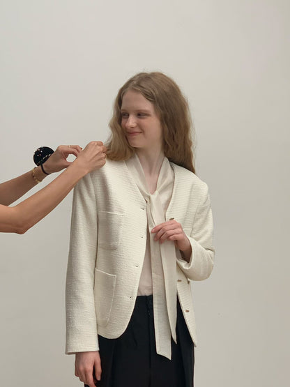 【One of a Kind】Flat Bar Tweed Blazer