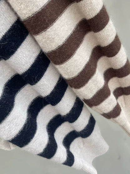 Heritage Camel Striped Sleeves Knit | 老錢風經典駝毛條紋手袖針織上衣