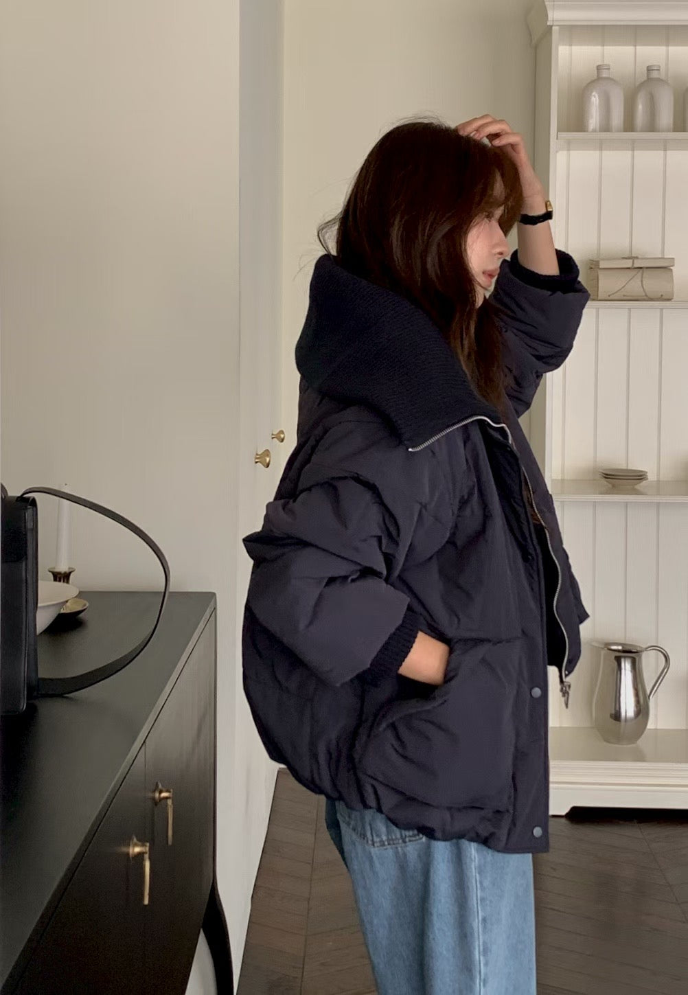 <<嚴寒天氣首選>> Sporty Chic Knitted Collar Jacket | 針織反領3M保暖棉外套