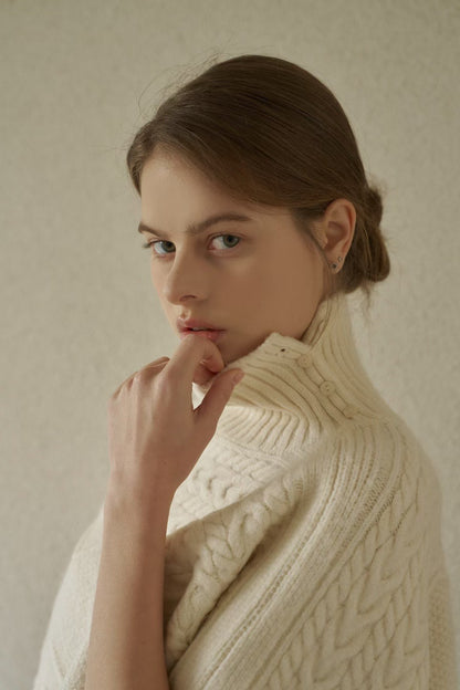 Delicate Cable Knitted Cape