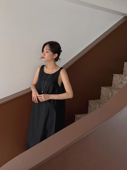 Summer Sleeveless Bubble Dress | 背心泡泡中長裙￼