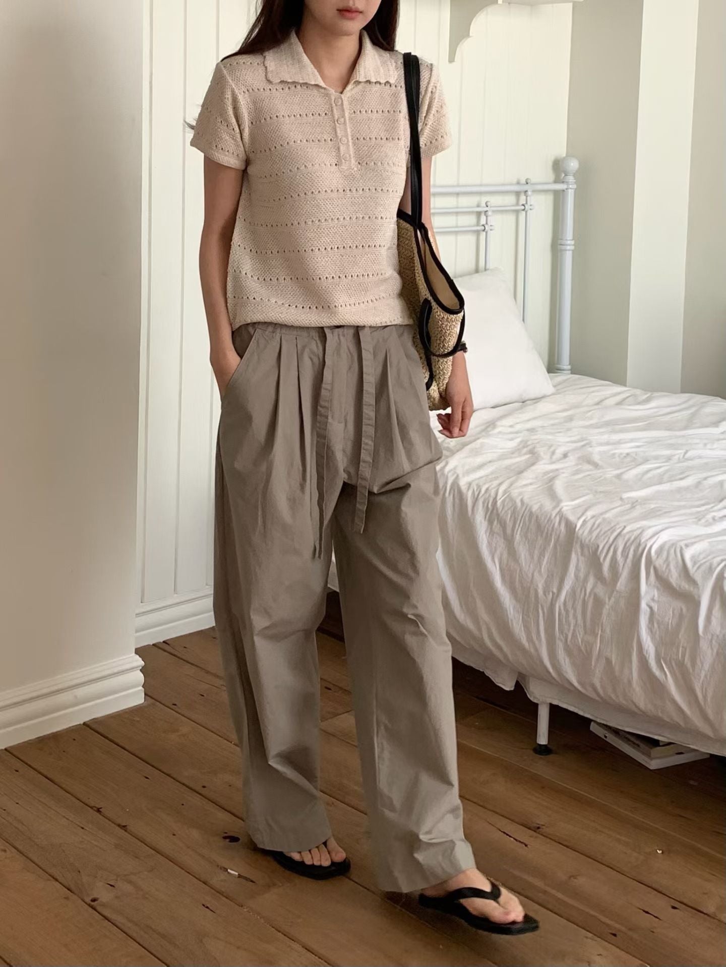 Frill Collar Lacey Tee | 滾邊細節小通花上衣￼
