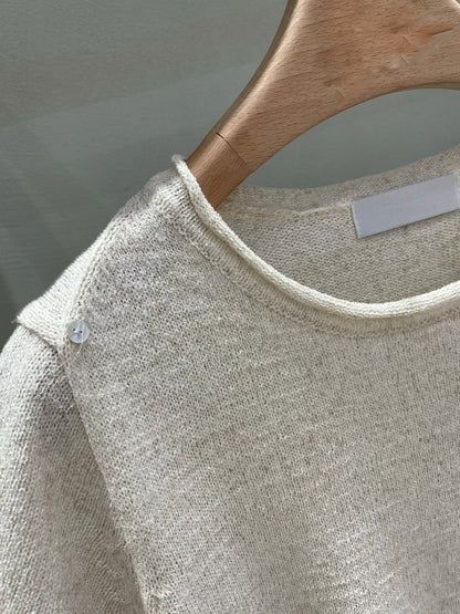 Petite Ruffle Hem Linen Tee | 卷邊短袖麻質Tee