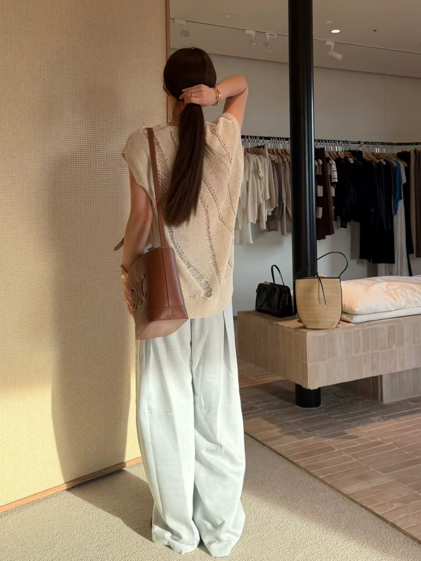 Weaving Detail Crochet Linen Vest Top | 波紋鉤針背心罩衫