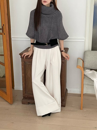 【獨特針織～】Batwing Wide Highneck Knit ｜ 精緻羅紋闊高領針織