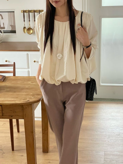 The Autumn Bubble Blouse | 絲滑泡泡襯衫