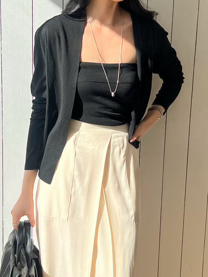 優雅平領背心外套套裝 | Flat Fold Detail Cami & Cardi Set