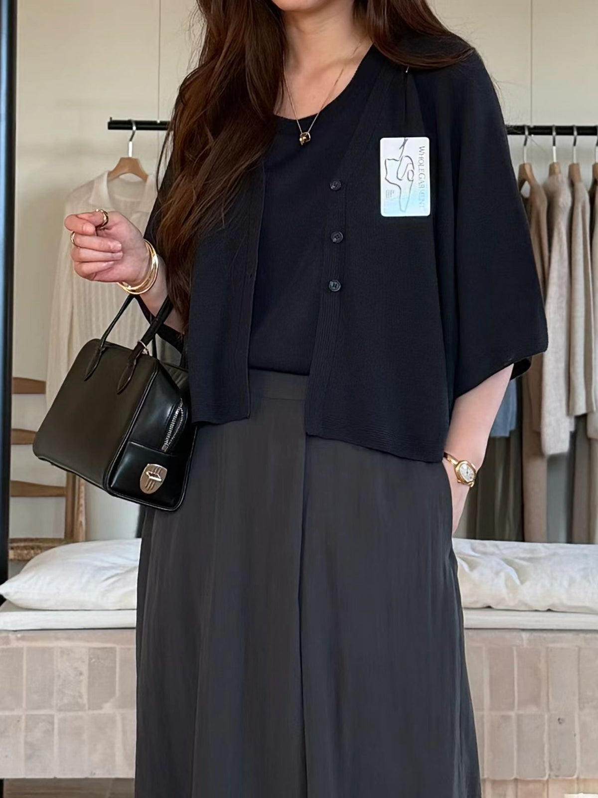 Wholegarment Airy Cape Cut Linen Cardigan | 輕柔斗篷袖麻質針織外套
