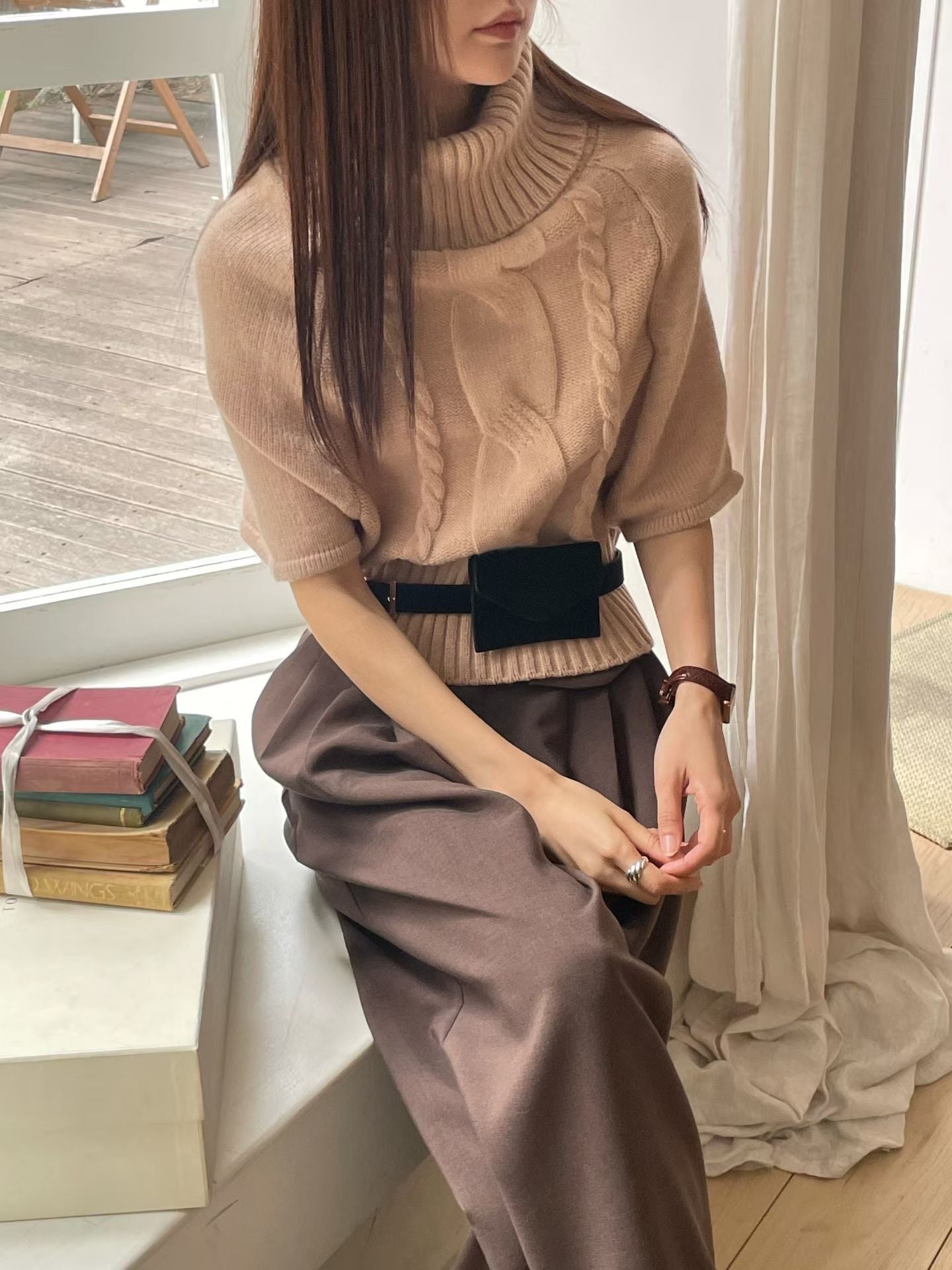 【獨特針織～】Batwing Wide Highneck Knit ｜ 精緻羅紋闊高領針織