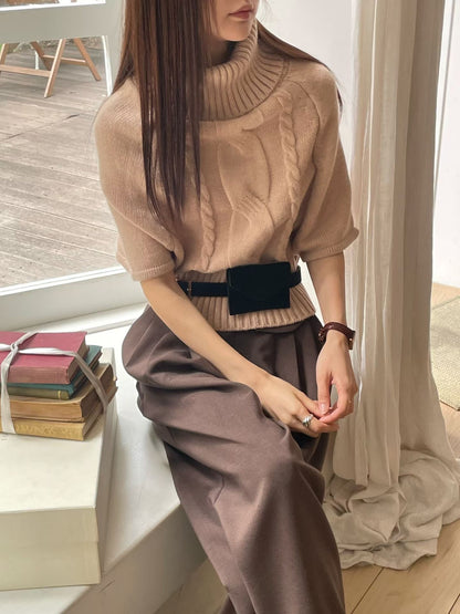 【獨特針織～】Batwing Wide Highneck Knit ｜ 精緻羅紋闊高領針織