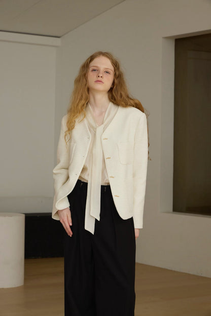 【One of a Kind】Flat Bar Tweed Blazer