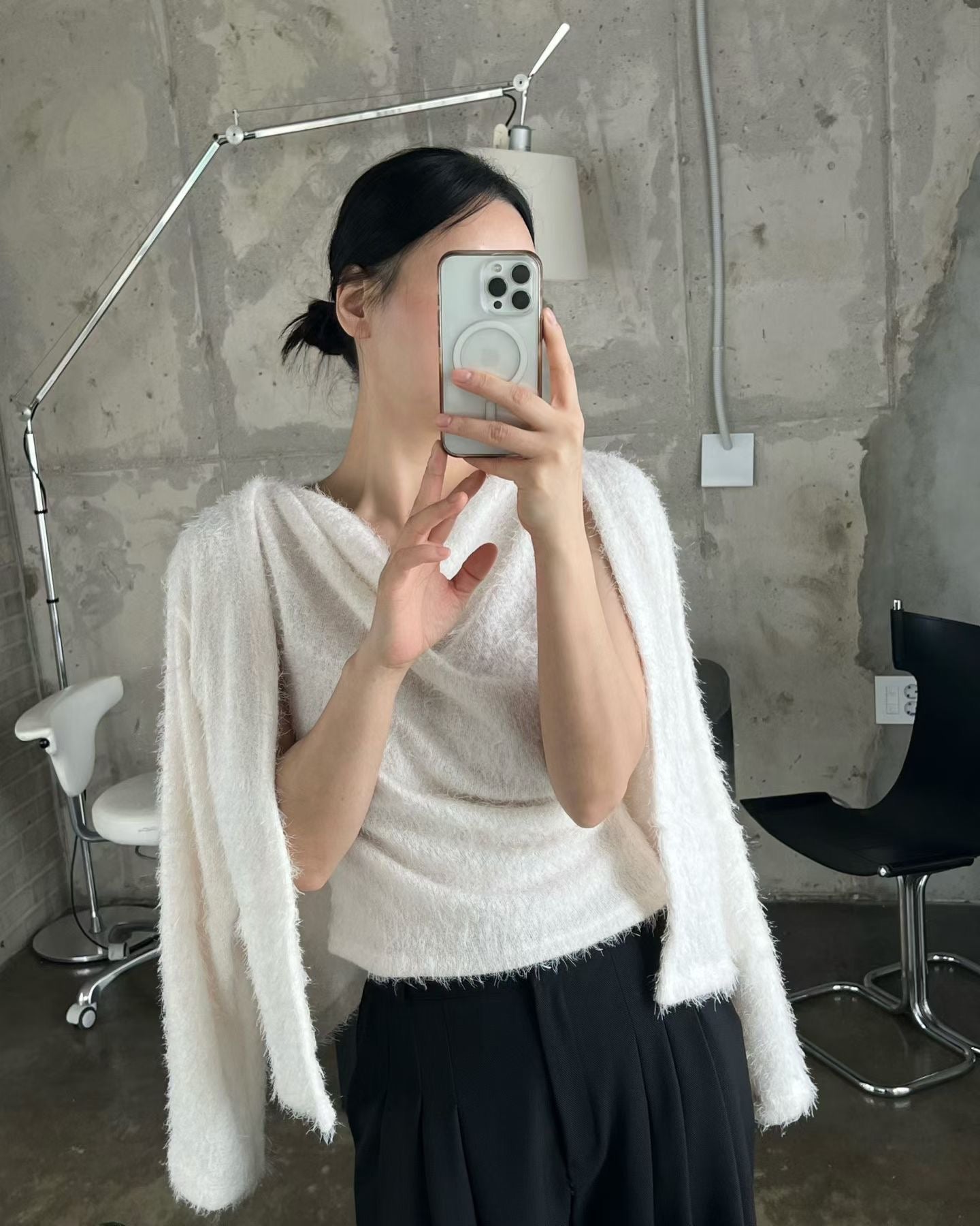 Momo Draping Set | 冬日氣氛毛毛背心外套Set