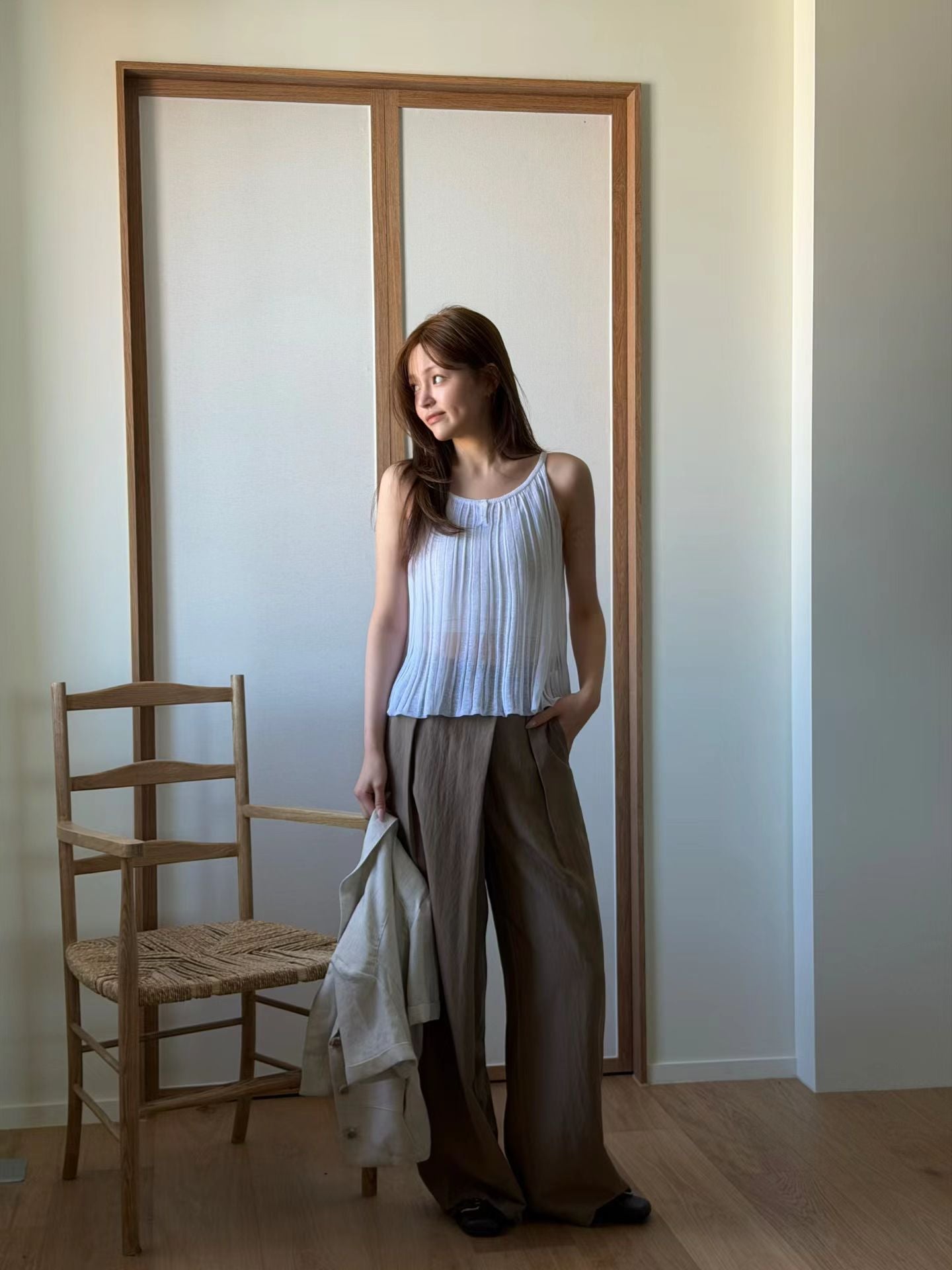 Linen Tencel Soft Pleated Cami