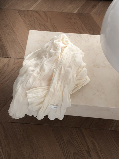 [春季必入飾品] Crepe Ruffle Scarf | 絹皺絲質頸巾￼