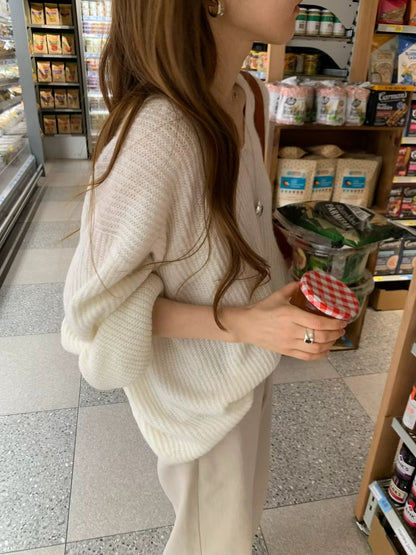 <皇牌檔口出品>￼Breezy Slouchy V-Neck Knit | 輕版燈籠袖針織