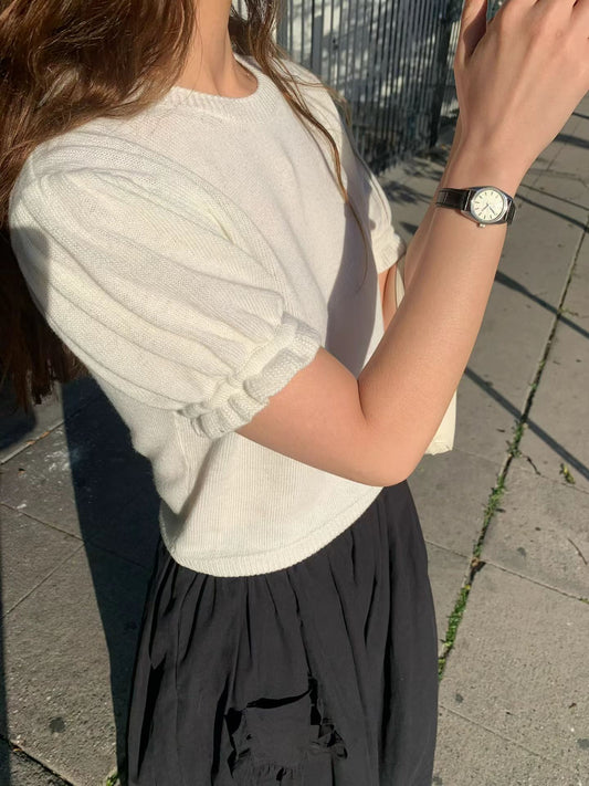 <真絲。親膚> Princess Silk Ruffle Sleeves Tee |溫柔木耳點綴Top