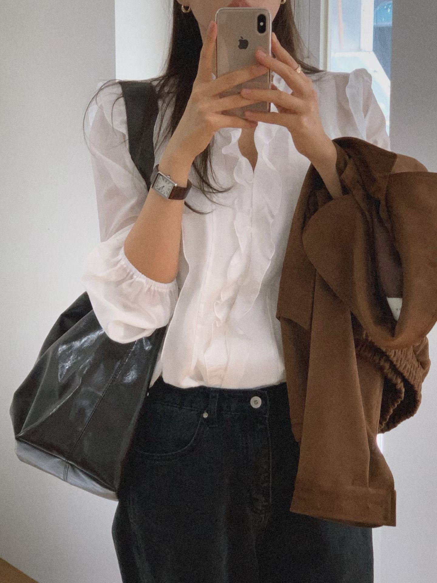 Delicate Fall Floral Ruffles Blouse