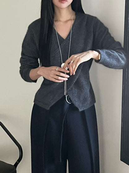 <<簡約層次>> Raccoon Wrap Top | 浣熊毛交疊上衣
