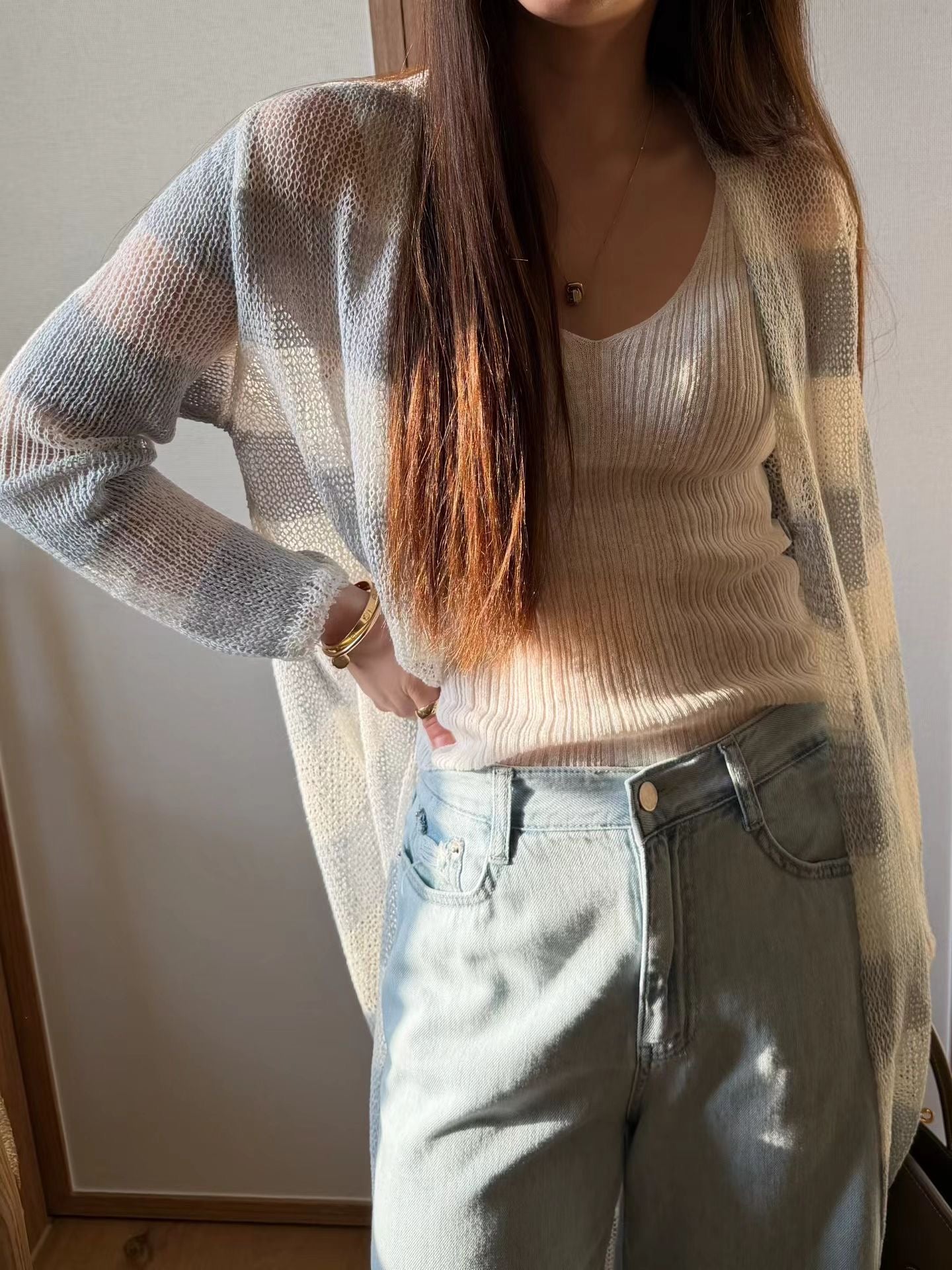 Longline Tropical Linen Cover Knit | 長版亞麻罩針織罩衫