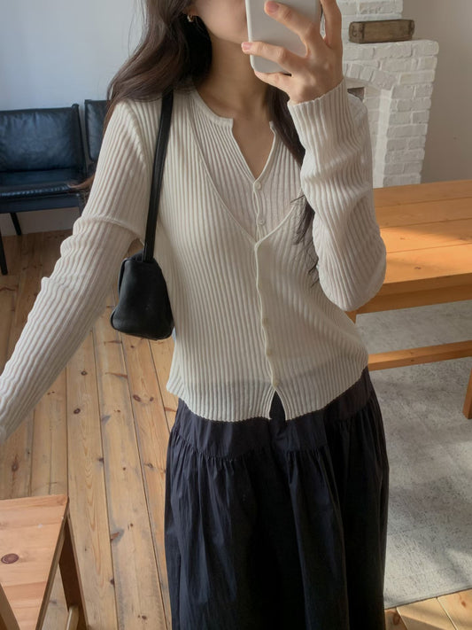 Layered V Faux-Cardi Top