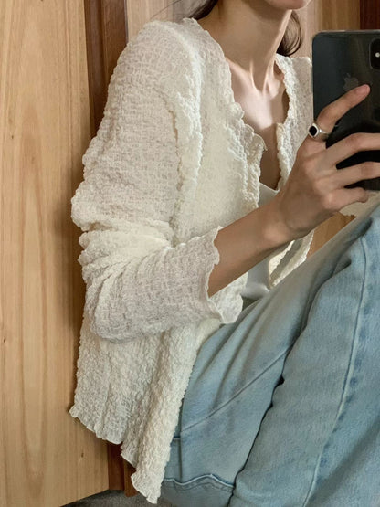 [簡約仙氣] Graceful Crinkle Weightless Cloud Cardigan