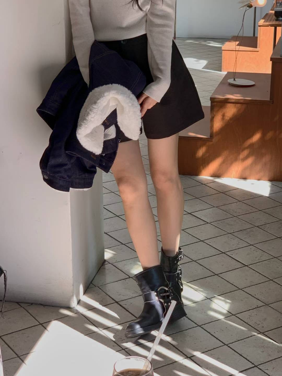 【最美冬季外套】The Denim Bomber with Shearling Collar