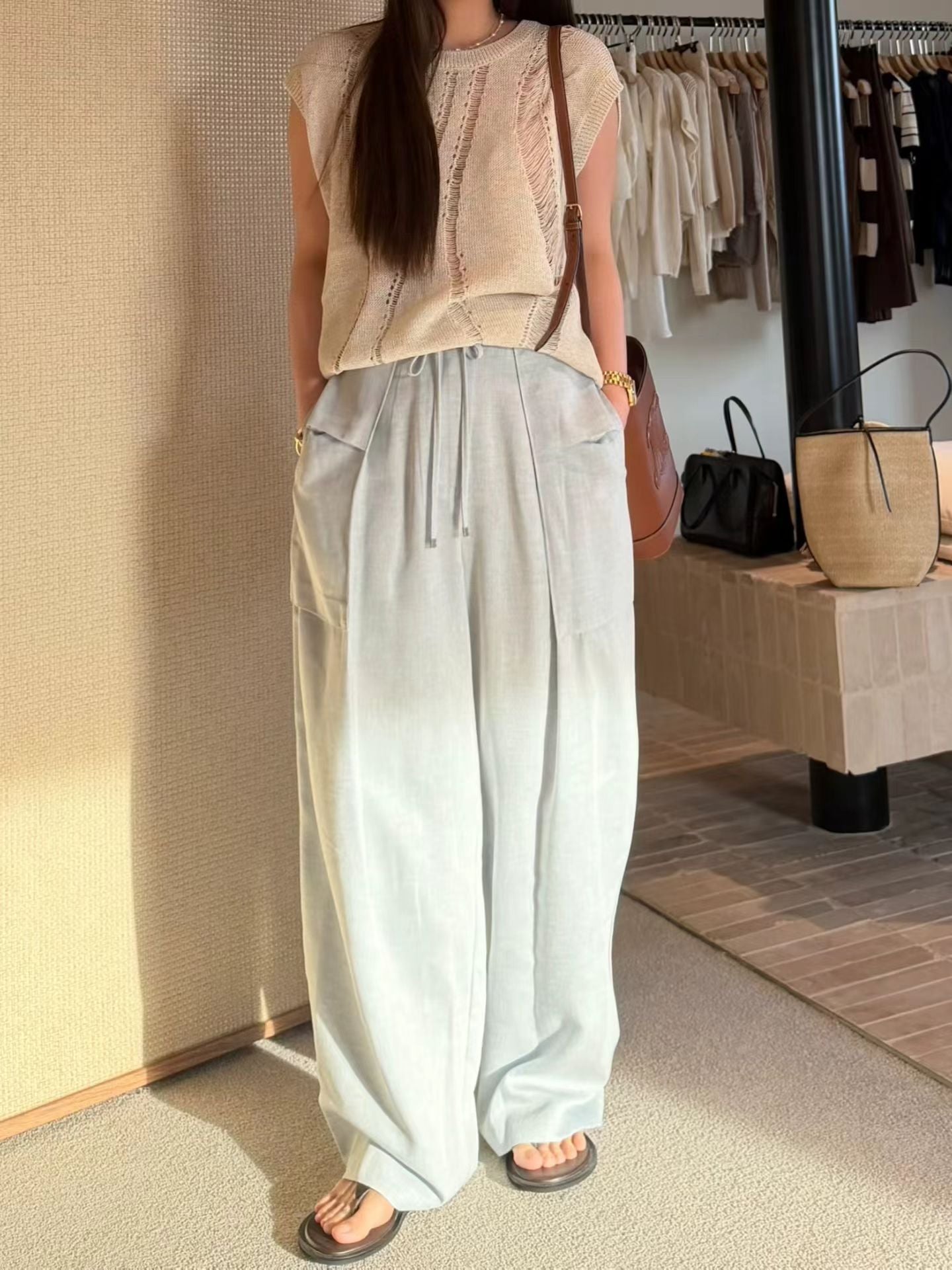 Weaving Detail Crochet Linen Vest Top | 波紋鉤針背心罩衫