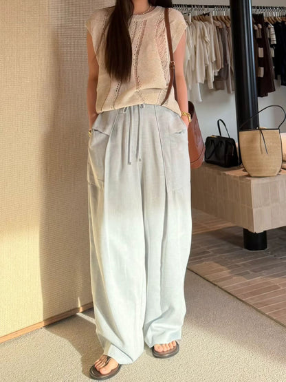 Weaving Detail Crochet Linen Vest Top | 波紋鉤針背心罩衫