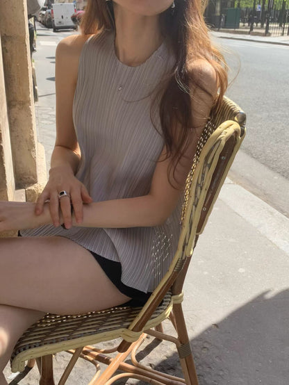 Soft Sheen Pleated Peplum Blouse