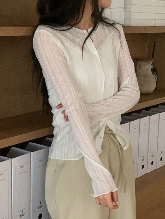 [𝑳𝒊𝒏𝒆𝒏 𝑬𝒅𝒊𝒕] Lightweight Striped Cardigan