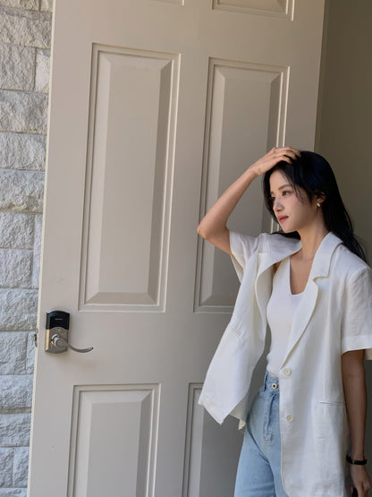 Elegant Summer Chic Linen Blazer