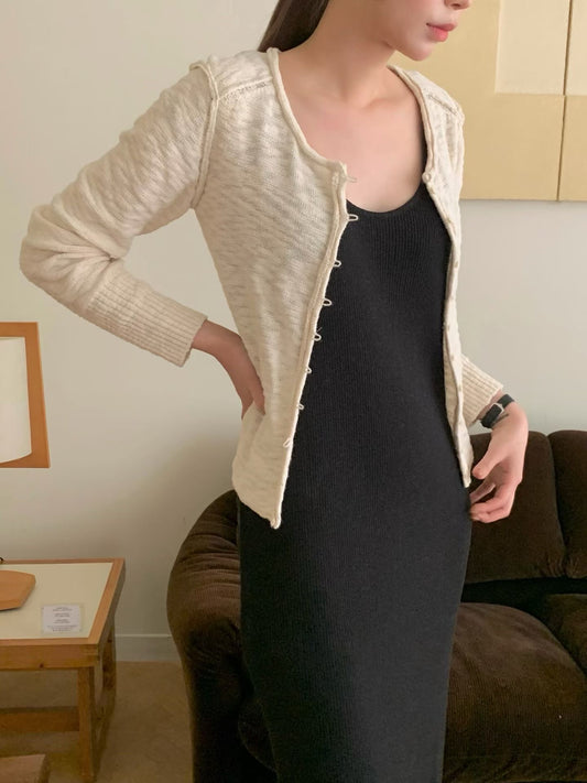 Delicate Feathery Melange Hook Cardigan | 暗混色氣質薄外套