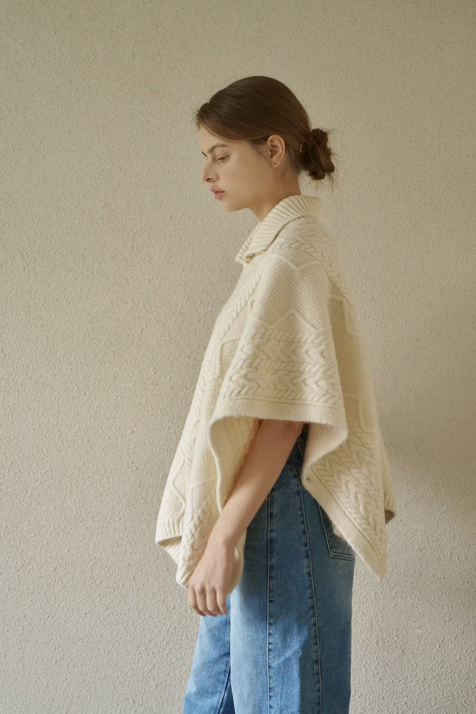 Delicate Cable Knitted Cape