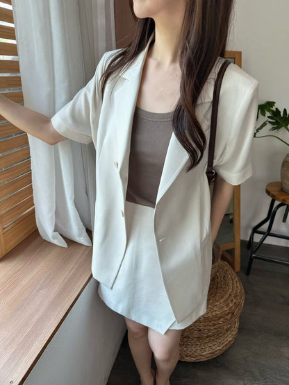 Breezy Linen Short-Sleeved Blazer | 清風亞麻短袖西裝外套