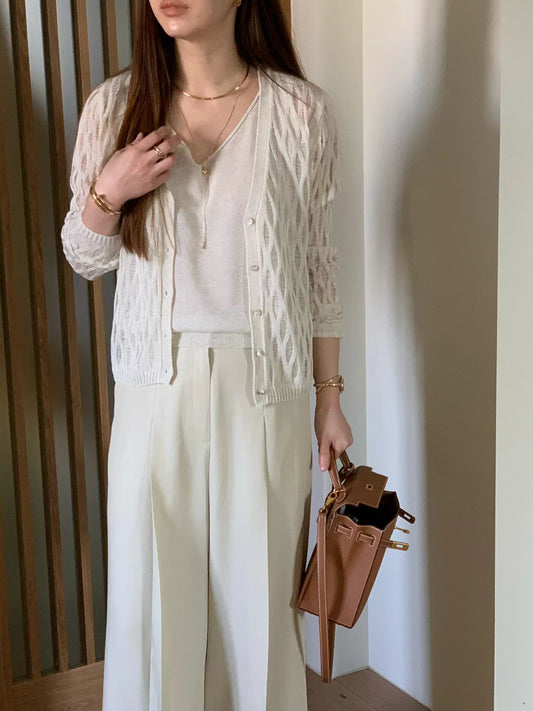 [𝑳𝒊𝒏𝒆𝒏 𝑬𝒅𝒊𝒕] Premium Hexa Crochet Cardigan