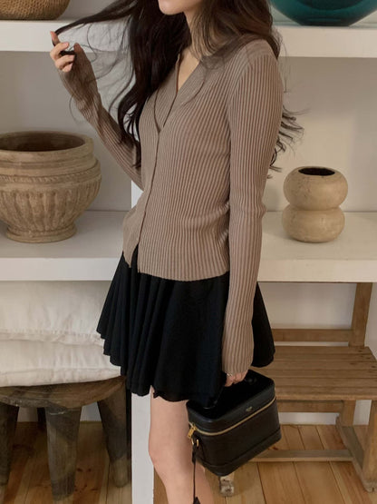 Layered V Faux-Cardi Top
