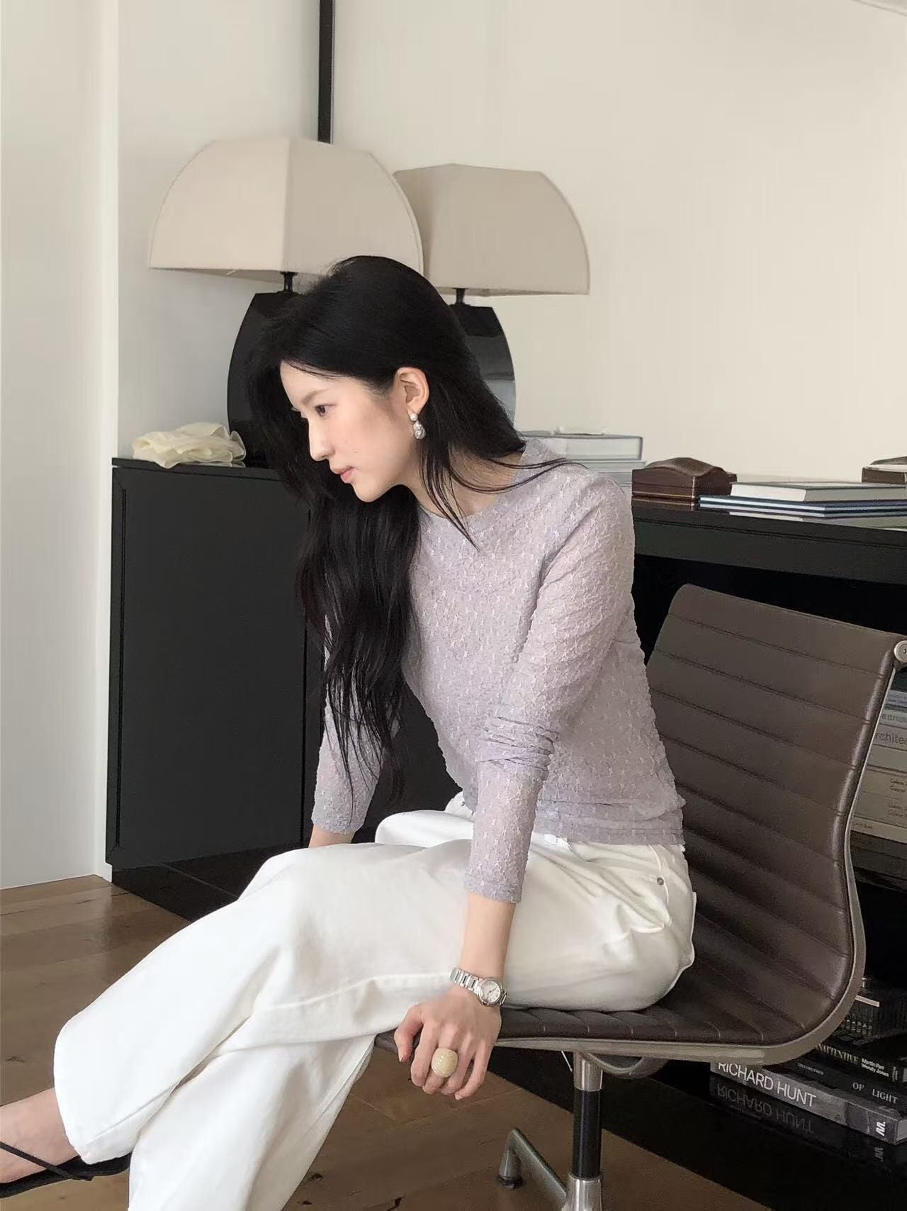 夏日溫柔粉雪長袖Tee | Snowy Lace Tee