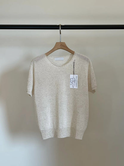 [𝑳𝒊𝒏𝒆𝒏 𝑬𝒅𝒊𝒕] Wholegarment Baby Fluff Short Sleeves Top