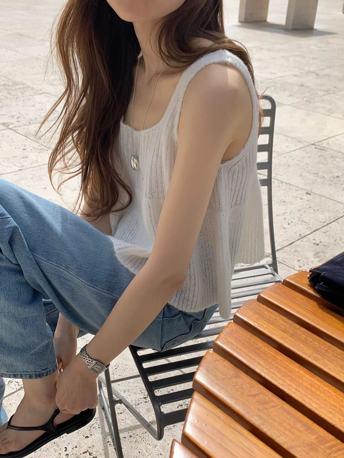 飄逸勾織方領背心 | Premium Summer Knitted Flaire Tank Top