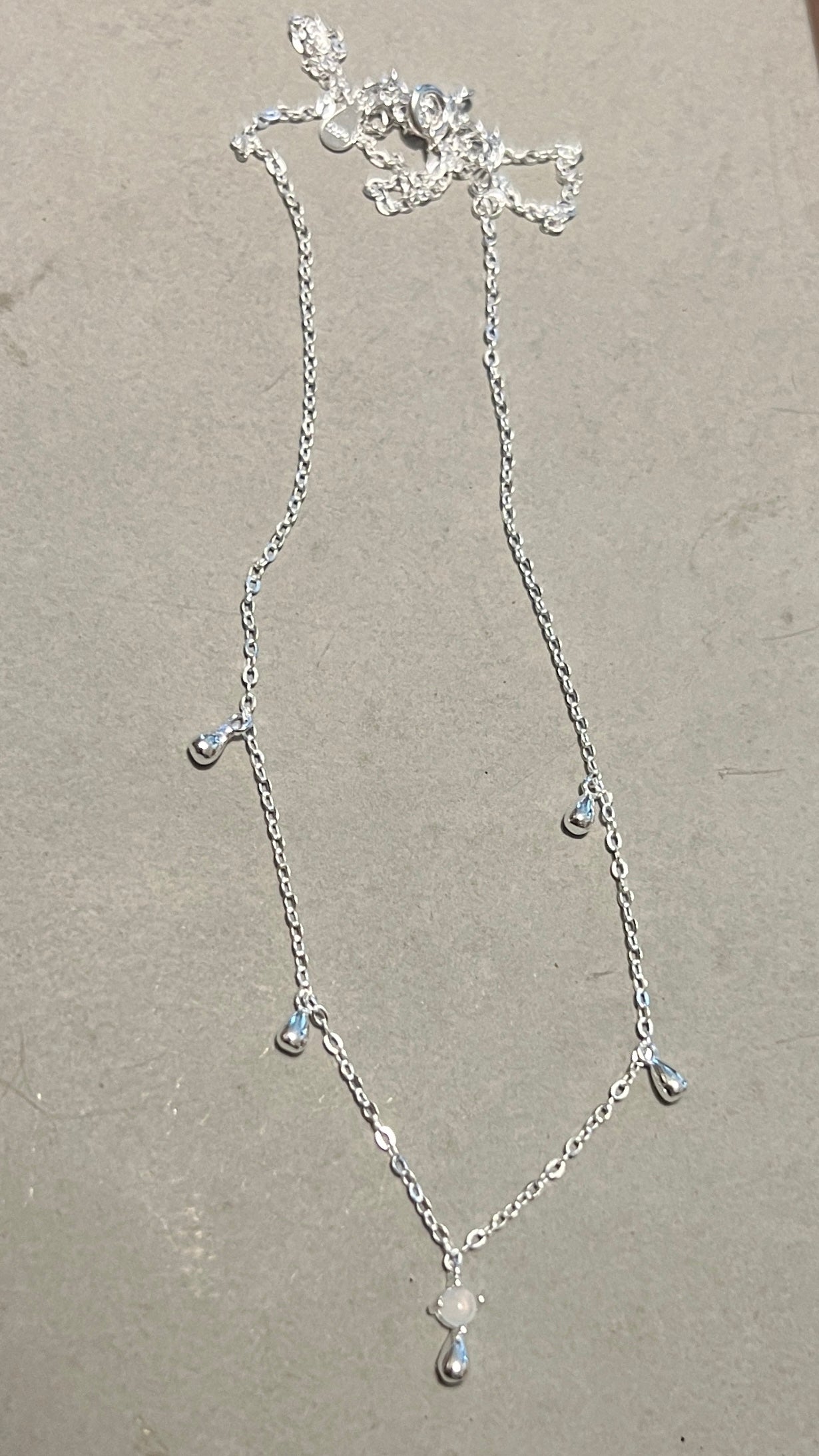 Teardrop Necklace with Misty Blue Bead