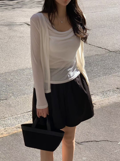[獨特極美設計款] 天絲垂感流水Top