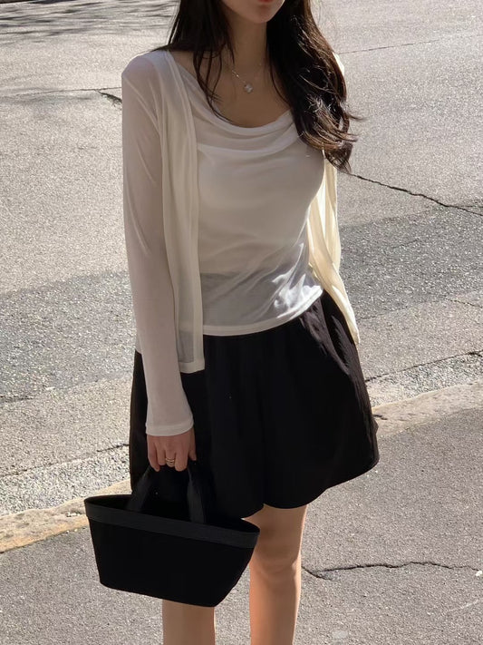 [獨特極美設計款] 天絲垂感流水Top