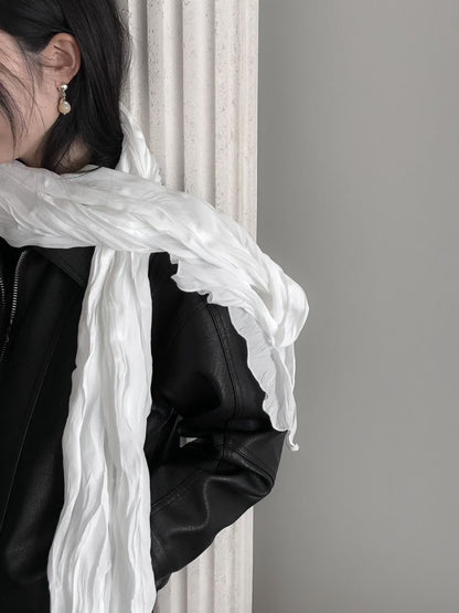 [春季必入飾品] Crepe Ruffle Scarf | 絹皺絲質頸巾￼