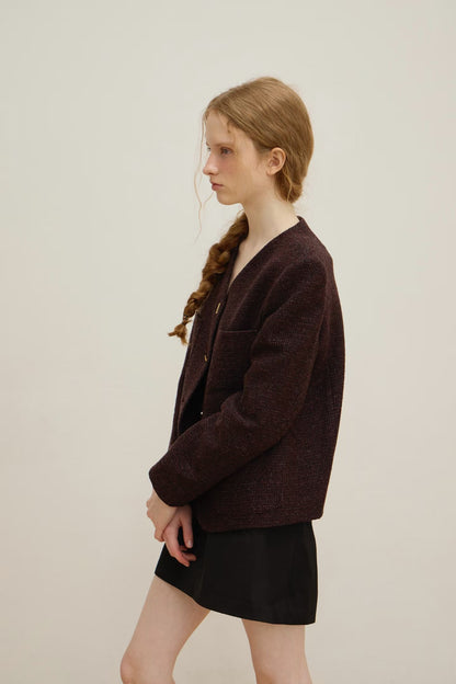 【One of a Kind】Flat Bar Tweed Blazer