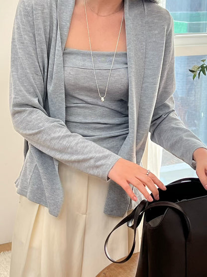 優雅平領背心外套套裝 | Flat Fold Detail Cami & Cardi Set