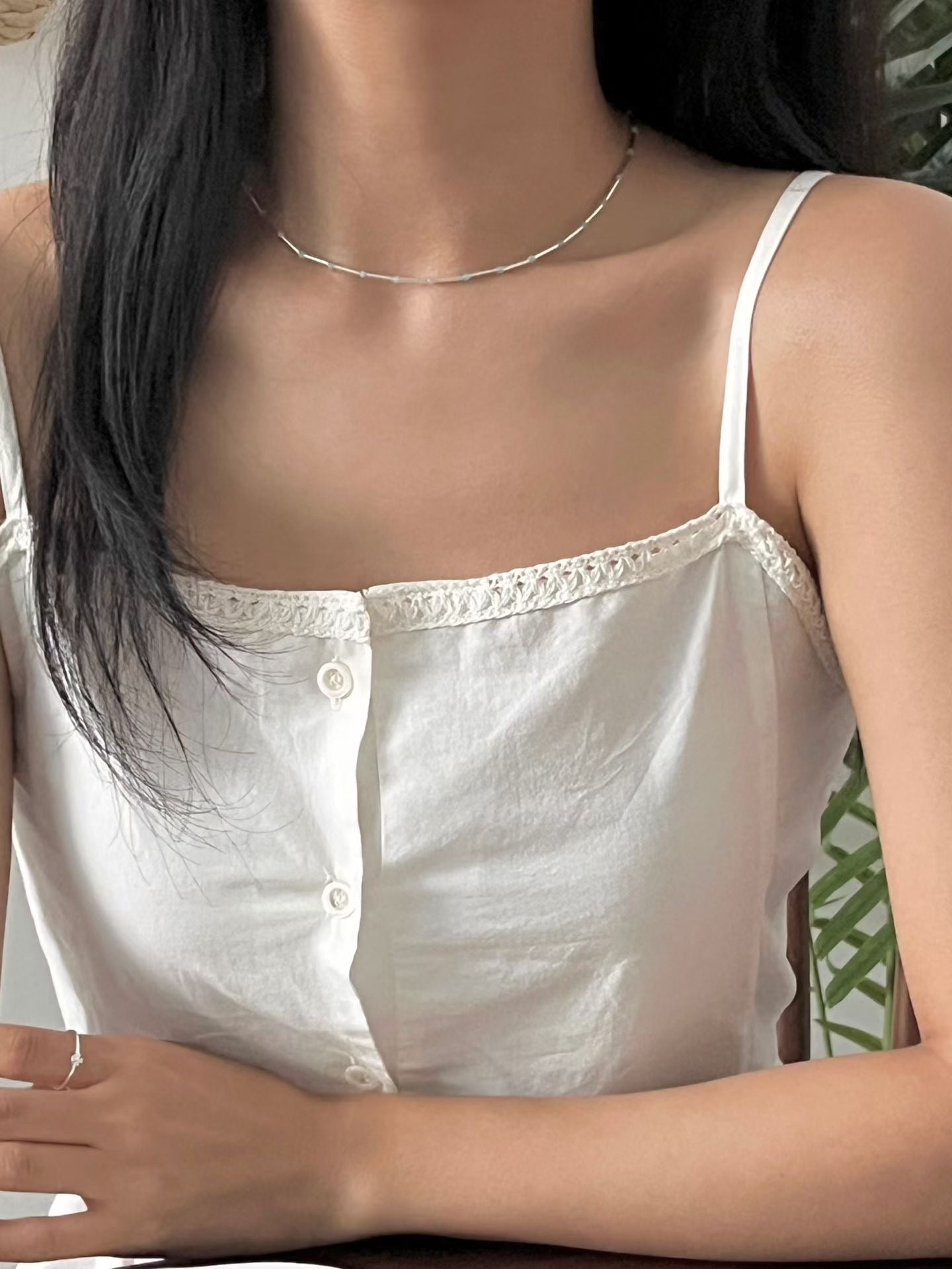 Minimal Ice Beaded Necklace | 極簡冰藍細珠頸鏈