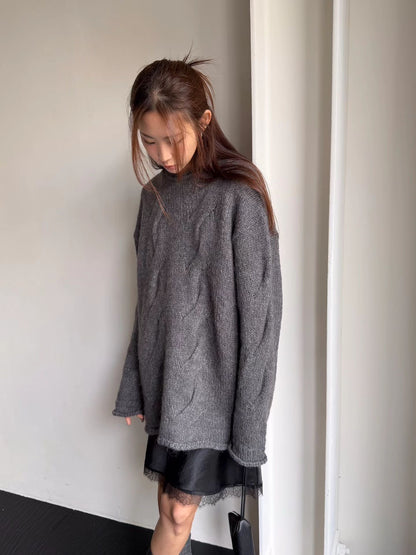 Oversized Alpaca Cable Knit | 寬版麻花羊駝針織