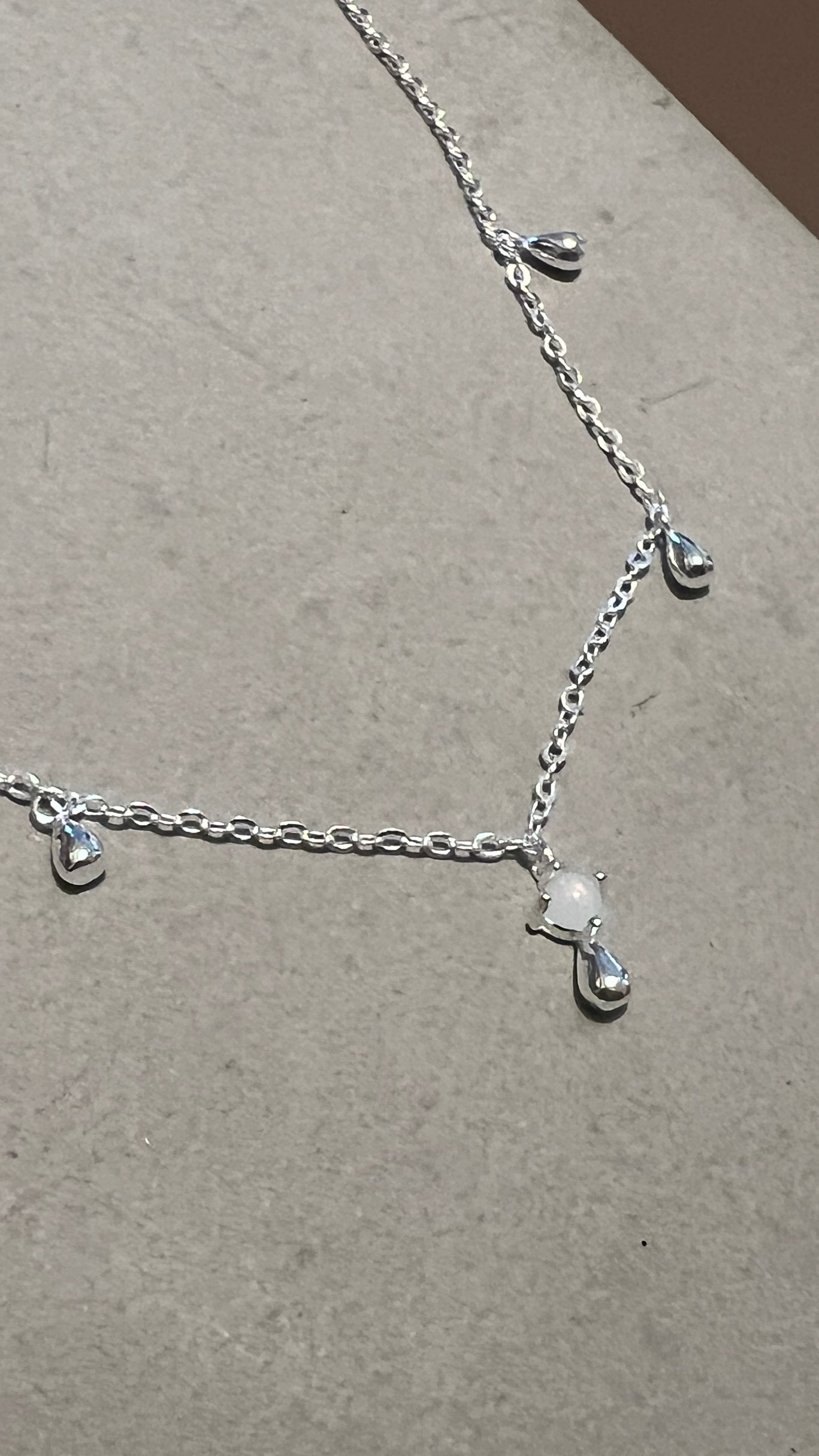 Teardrop Necklace with Misty Blue Bead